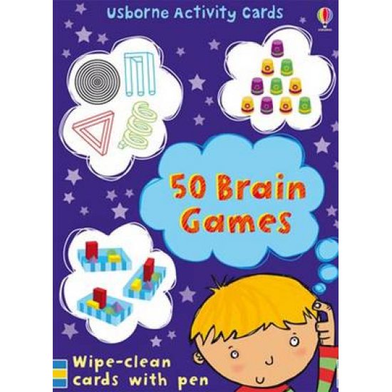 USΒORNE ACTIVITY CARDS 50 BRAIN GAMES WIPE-CLEAN CARDS WITH PEN