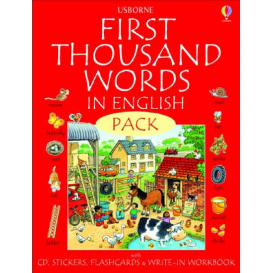 USBORNE : FIRST THOUSAND WORDS IN ENGLISH (+ STICKERS, AUDIO CD, FLASHCARDS, STICKER DICTIONARY) HC