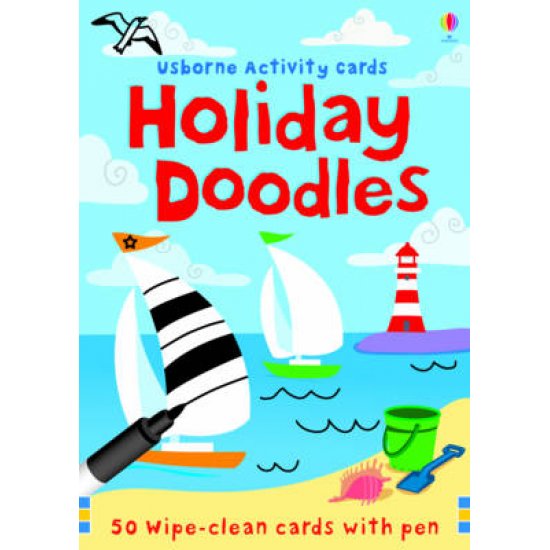 USBORNE ACTIVITIES : HOLIDAY DOODLES 50 WIPE - CLEAN CARDS WITH PEN