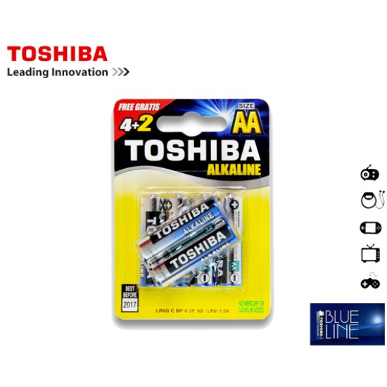 TOSHIBA ΜΠΑΤΑΡΙΕΣ LR 06 (AA) ALKALΙΝΕ  4+2Τ.