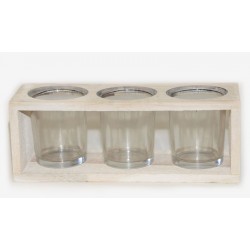 ΞΥΛΙΝΗ ΜΑΚΡΟΣΤΕΝΗ ΒΑΣΗ ΜΕ 3 ΓΥΑΛΙΝΑ ΡΕΣΩ 21x7.5x7.8cm 0619022