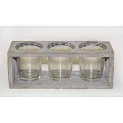 ΞΥΛΙΝΗ ΜΑΚΡΟΣΤΕΝΗ ΒΑΣΗ ΜΕ 3 ΓΥΑΛΙΝΑ ΡΕΣΩ 21x7.5x7.8cm 0619021
