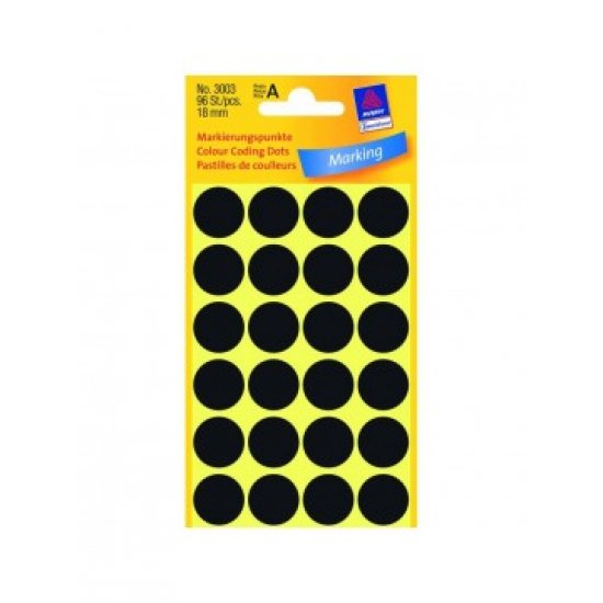 ΕΤΙΚΕΤΕΣ ΣΤΡΟΓΓΥΛΕΣ ΜΑΥΡΟ MARKING DOTS ΔΙΑΜΕΤΡΟ 18 MM 96 ΕΤΙΚΕΤΕΣ/ΠΑΚΕΤΟ 3003