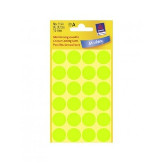 ΕΤΙΚΕΤΕΣ ΣΤΡΟΓΓΥΛΕΣ NEON ΠΡΑΣΙΝΟ MARKING DOTS ΔΙΑΜΕΤΡΟ 18 MM 96 ΕΤΙΚΕΤΕΣ/ΠΑΚΕΤΟ 3174