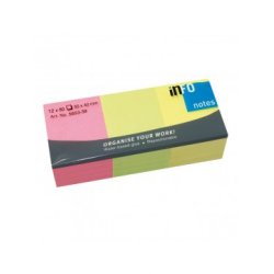INFO NOTES ΧΑΡΤΑΚΙΑ 3 ΧΡΩΜΑΤΑ BRILLIANT 12 ΤΕΜΑΧΙΑ 50X40MM 12X80Φ