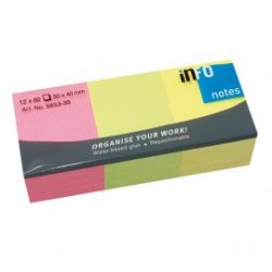 INFO NOTES ΧΑΡΤΑΚΙΑ 3 ΧΡΩΜΑΤΑ BRILLIANT 12 ΤΕΜΑΧΙΑ 50X40MM 12X80Φ
