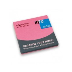 INFO NOTES ΧΑΡΤΑΚΙΑ BRILLIANT ΡΟΖ 75X75MM 80Φ