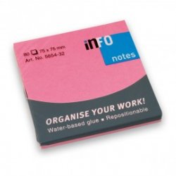 INFO NOTES ΧΑΡΤΑΚΙΑ BRILLIANT ΡΟΖ 75X75MM 80Φ