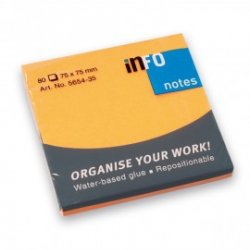 INFO NOTES ΧΑΡΤΑΚΙΑ BRILLIANT ΠΟΡΤΟΚΑΛΙ 75X75MM 80Φ