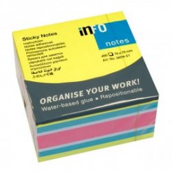 INFO NOTES ΧΑΡΤΑΚΙΑ ΚΥΒΟΣ 4 ΧΡΩΜΑΤΑ BRILLIANT 75X75MM 450Φ
