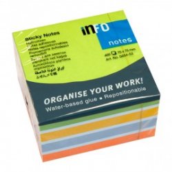 INFO NOTES ΧΑΡΤΑΚΙΑ ΚΥΒΟΣ 4 ΧΡΩΜΑΤΑ BRILLIANT 75X75MM 450Φ