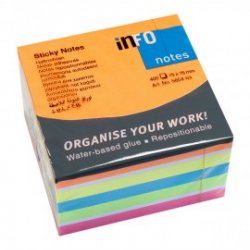 INFO NOTES ΧΑΡΤΑΚΙΑ ΚΥΒΟΣ 4 ΧΡΩΜΑΤΑ BRILLIANT 75X75MM 450Φ