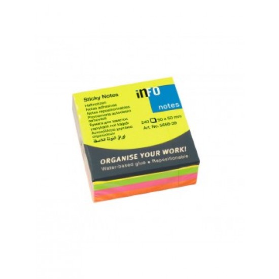 INFO NOTES ΧΑΡΤΑΚΙΑ ΚΥΒΟΣ MINI 4 ΧΡΩΜΑΤΑ BRILLIANT 50X50MM 240Φ