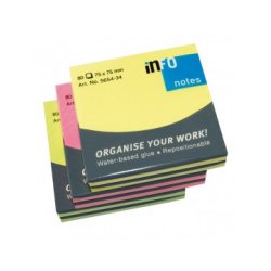 INFO NOTES ΧΑΡΤΑΚΙΑ 3 ΧΡΩΜΑΤΑ BRILLIANT 6 ΤΕΜΑΧΙΑ 75X75MM 6X80Φ