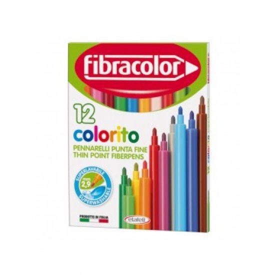 ΜΑΡΚΑΔΟΡΟΙ ΨΙΛΗΣ ΓΡΑΦΗΣ 2,9MM COLORITO 12 ΧΡΩΜΑΤΩΝ FIBRACOLOR