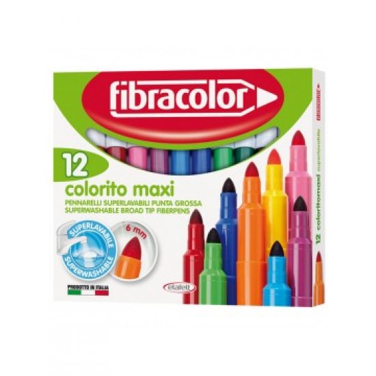 ΜΑΡΚΑΔΟΡΟΙ COLORITO MAXI 12 ΧΡΩΜΑΤΩΝ ΜΥΤΗ 6ΜΜ FIBRACOLOR