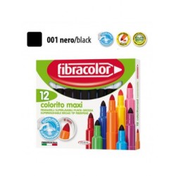 ΜΑΡΚΑΔΟΡΟΙ COLORITO MAXI ΜΑΥΡΟ ΜΟΝΟΧΡΩΜΙΕΣ ΜΥΤΗ 6ΜΜ ΚΟΥΤΙ 12 ΤΕΜΑΧΙΩΝ FIBRACOLOR