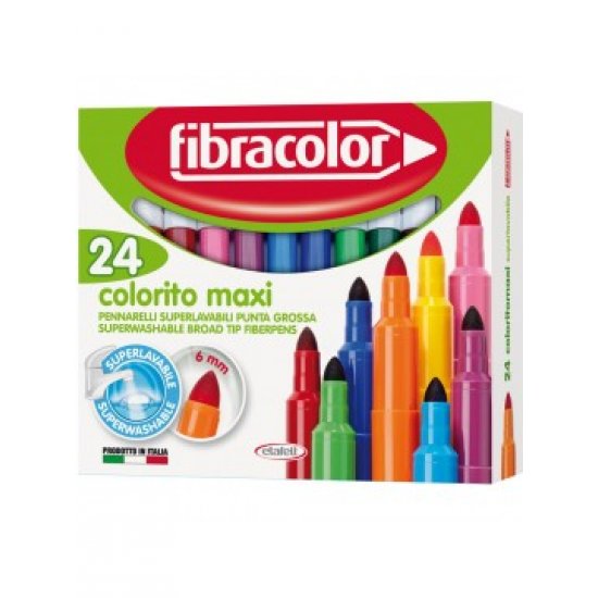 ΜΑΡΚΑΔΟΡΟΙ COLORITO MAXI 24 ΧΡΩΜΑΤΩΝ ΜΥΤΗ 6ΜΜ FIBRACOLOR