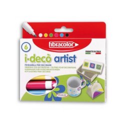 ΜΑΡΚΑΔΟΡΟΙ ΓΙΑ ΚΑΛΛΙΤΕΧΝΕΣ I-DECO ARTIST 6 ΧΡΩΜΑΤΩΝ FIBRACOLOR