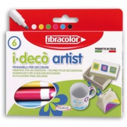 ΜΑΡΚΑΔΟΡΟΙ ΓΙΑ ΚΑΛΛΙΤΕΧΝΕΣ I-DECO ARTIST 6 ΧΡΩΜΑΤΩΝ FIBRACOLOR