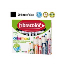 ΜΑΡΚΑΔΟΡΟΙ JUMBO COLORMAXI ΜΑΥΡΟ ΜΟΝΟΧΡΩΜΙΕΣ ΚΟΥΤΙ 12 ΤΕΜΑΧΙΩΝ FIBRACOLOR