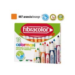 ΜΑΡΚΑΔΟΡΟΙ JUMBO COLORMAXI ΠΟΡΤΟΚΑΛΙ ΜΟΝΟΧΡΩΜΙΕΣ ΚΟΥΤΙ 12 ΤΕΜΑΧΙΩΝ FIBRACOLOR
