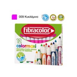 ΜΑΡΚΑΔΟΡΟΙ JUMBO COLORMAXI ΚΥΚΛΑΜΙΝΟ ΜΟΝΟΧΡΩΜΙΕΣ ΚΟΥΤΙ 12 ΤΕΜΑΧΙΩΝ FIBRACOLOR