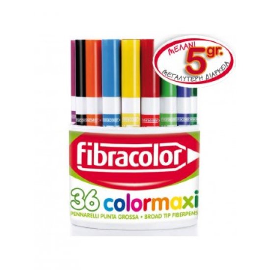 ΜΑΡΚΑΔΟΡΟΙ JUMBO COLORMAXI 36 ΤΕΜΑΧΙΩΝ 12 ΧΡΩΜΑΤΩΝ ΣΕ ΠOΤΗΡΙ FIBRACOLOR